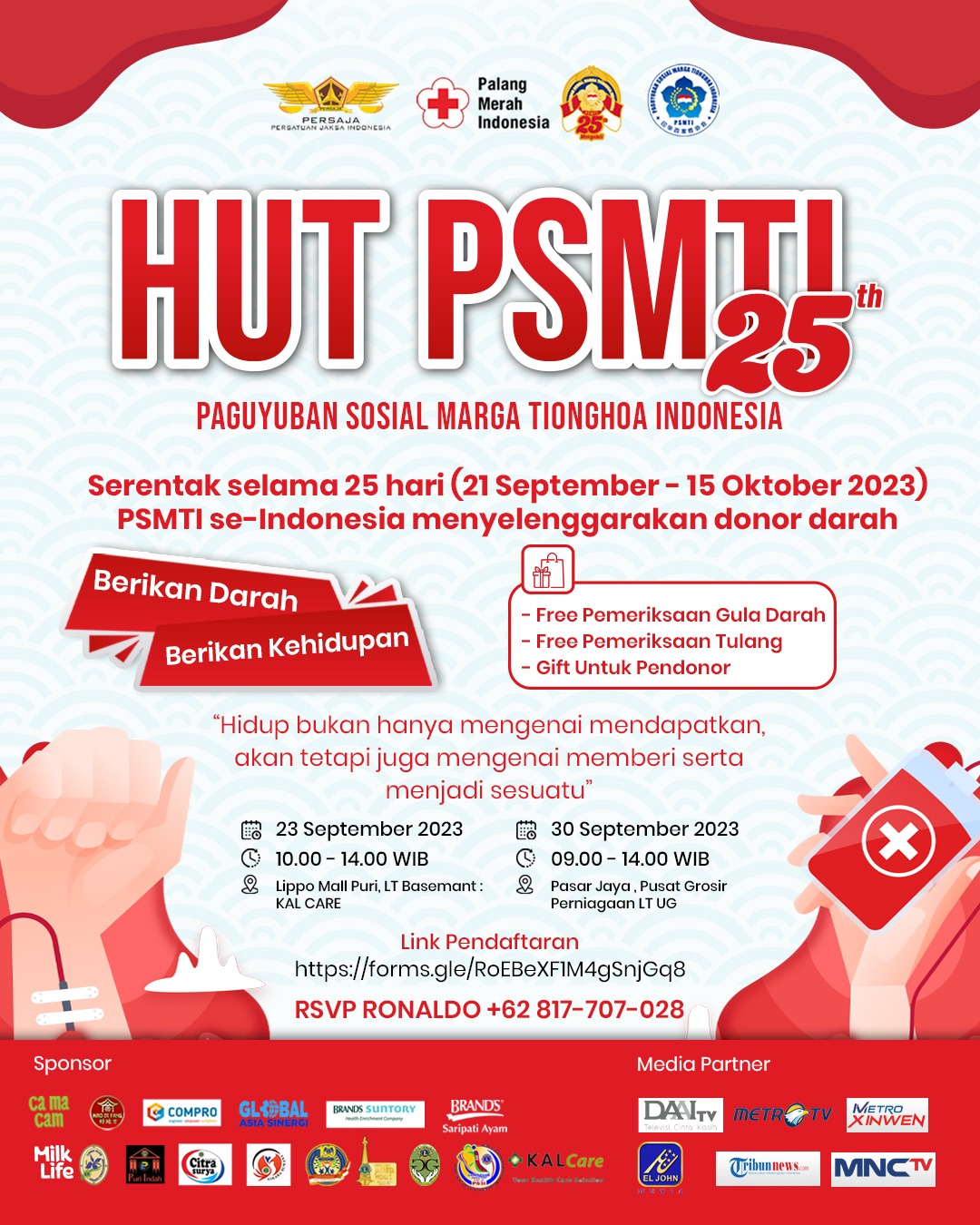 Peringati HUT ke-25, PSMTI Se-Indonesia Adakan Kegiatan Donor Darah selama 25 Hari