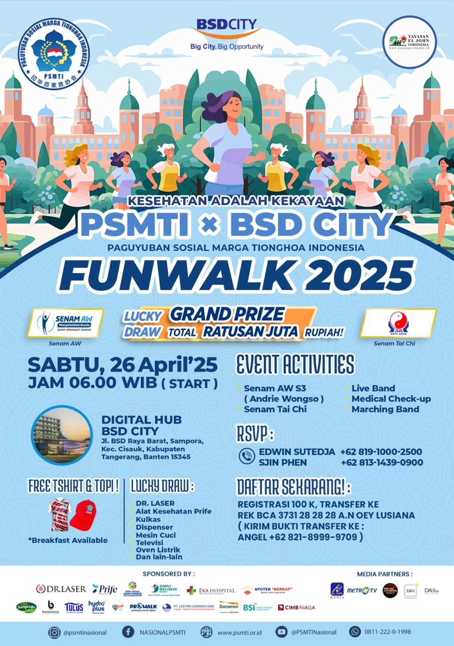 Ajak Masyarakat Hidup Sehat, PSMTI Kembali Gelar Funwalk di BSD City